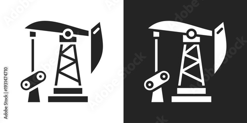 Oil Pumps Icon In Black And White Glyph Style