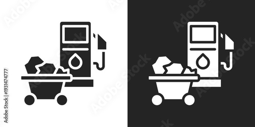Fossil Fuels Icon In Black And White Glyph Style