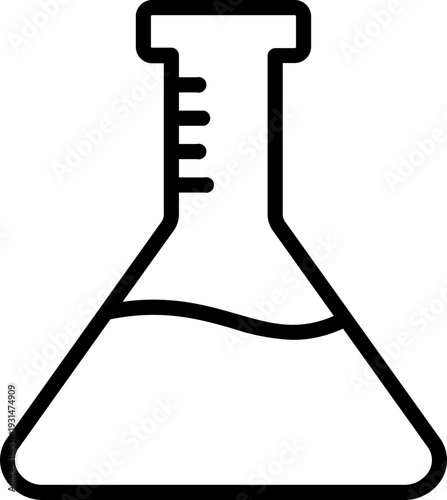 Black erlenmeyer flask icon - outline