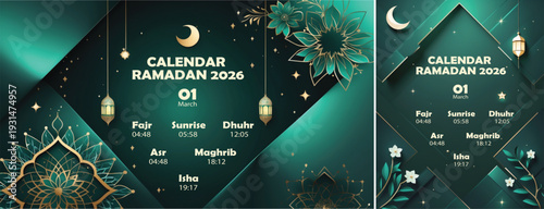 Elegant Ramadan Mubarak Calendar Background, Ramadan Calendar 2026 Background for social media template