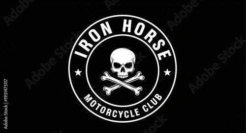 Iron Horse Motorcycle Club Emblem with Skull and Crossbones.
