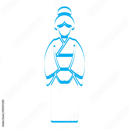 silhouette of a Japanese woman wearing traditional clothing, commonly known as a geisha or woman in kimono