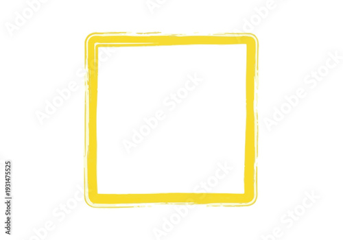 Yellow Brush Stroke Square Frame Isolated on White Background