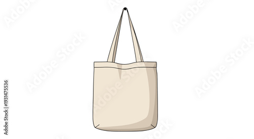 Simple beige canvas tote bag shown from the front against a white background for shopping and eco friendly themes.