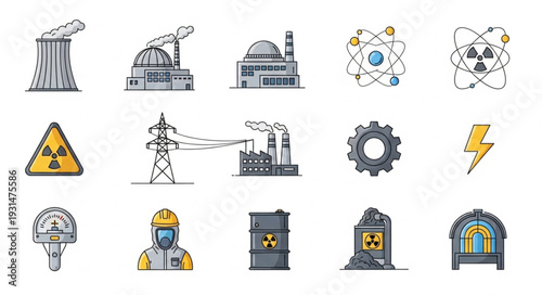 Collection of Industrial and Energy Icons.