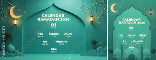 Elegant Ramadan Mubarak Calendar Background, Ramadan Calendar 2026 Background for social media template