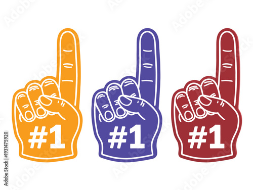 Cheering foam finger hands showing number one isolated on white