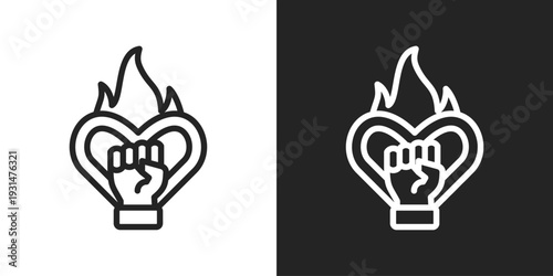 Empowerment Icon In Black And White Line Style