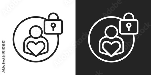 Personality Icon In Black And White Line Style