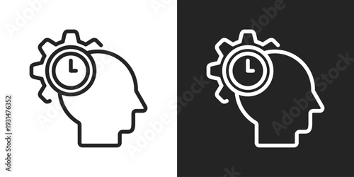 Self Control Icon In Black And White Line Style