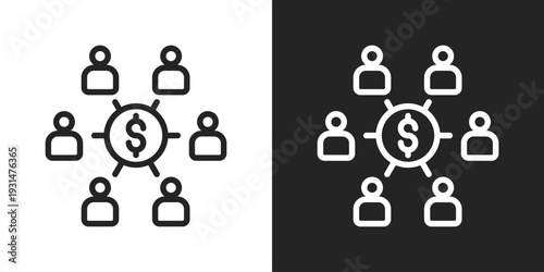 Investor Icon In Black And White Line Style