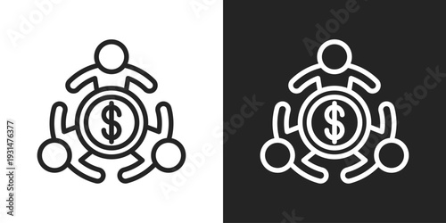 Money Management Icon In Black And White Line Style