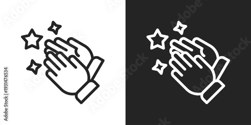 Praise Icon In Black And White Line Style