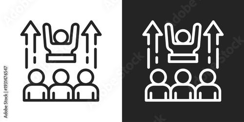 Encouragement Icon In Black And White Line Style