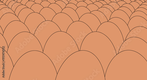 Endless rows of brown chicken eggs create a uniform and textured repeating pattern that recedes into the distance for a farm-fresh theme.