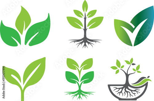 leaf and nature tree logo for business vector green plant ecology design