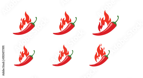 Pattern of red hot chili peppers with flames representing spicy flavor and vibrant Mexican cuisine.