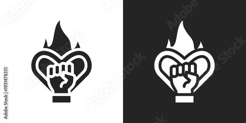 Empowerment Icon In Black And White Glyph Style