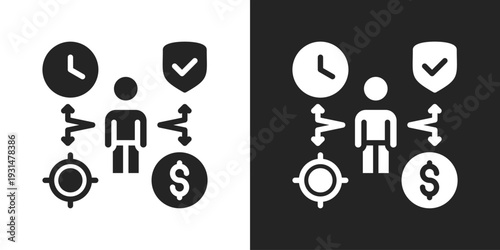 Employee Benefits Icon In Black And White Glyph Style