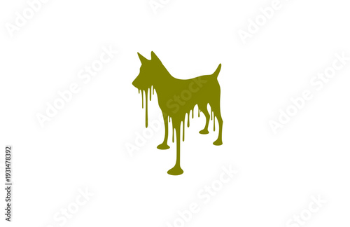 Funny Melting dog Silhouette Sticker, Surreal Liquid dog Vector Graphic, Black Minimalist Animal Humor Decal