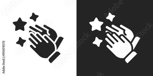 Praise Icon In Black And White Glyph Style