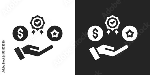 Benefit Icon In Black And White Glyph Style