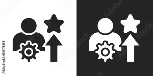 Professional Development Icon In Black And White Glyph Style