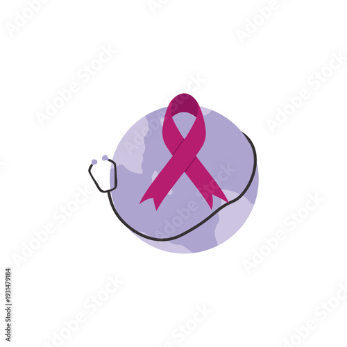 Breast Cancer Awareness Ribbon Illustration Set