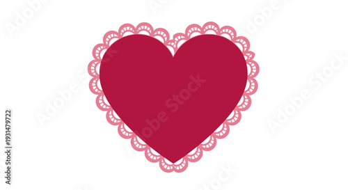Beautiful ornate heart illustration with intricate lace border, perfect for romantic designs, Valentine's Day celebrations, or conveying deep affection and love