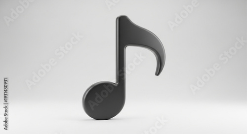 A single black eighth note musical symbol on a white background.