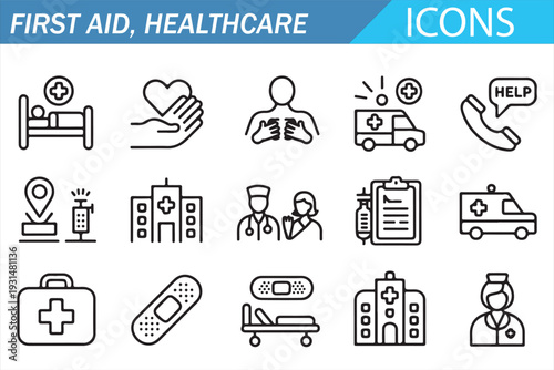 Medical and First Aid Vector Icons – Editable Line Symbol Set