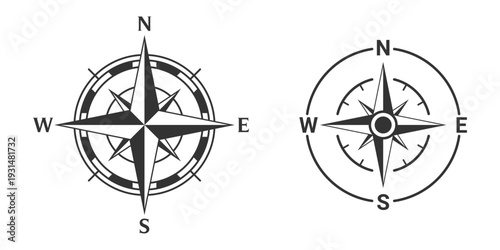 Set of wind Rose Compass Navigation Icons vector stock illustration