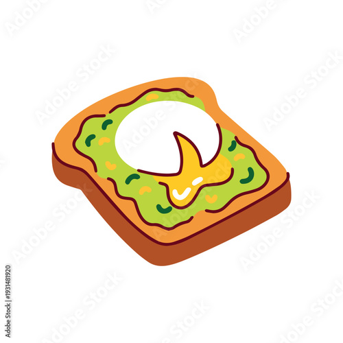 Appetizing breakfast toast with mashed avocado and perfectly cooked fried egg for brunch menu highlights or healthy nutrition coaching materials