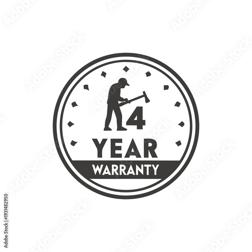4 year warranty stamp vector