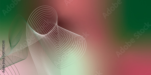 Abstract web banner featuring maroon, green, pink, and purple gradient background, soft wavy mesh layers, and textured grain overlay for copy space.