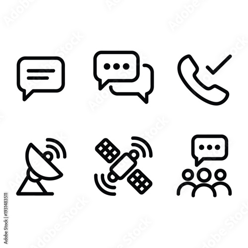 Connectivity and Communication Outline Icons Set for Digital Interface Elements