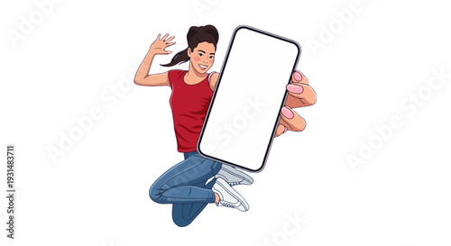 Woman Holding Phone with Green Screen