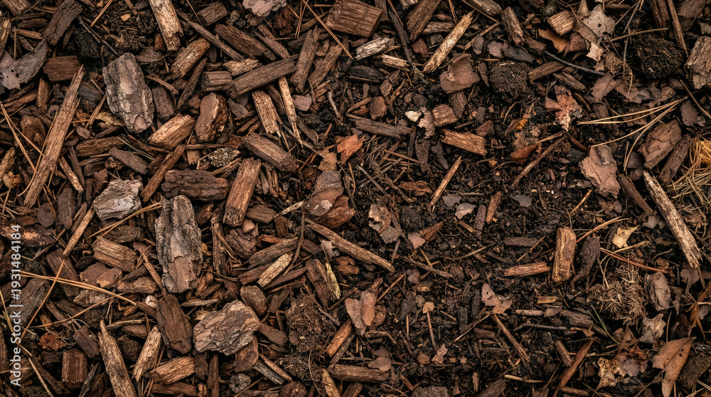 Fototapeta premium Organic Wood Chip Mulch Texture Background