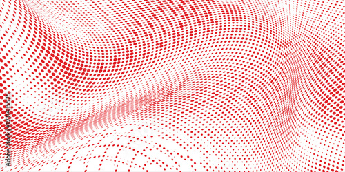 Dot Vibrant dynamic red pattern forming an intricate abstract wave on a pristine white background. modern eps 10