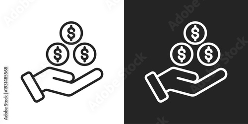 Salary Icon In Black And White Line Style