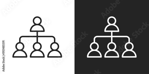 Organization Chart Icon In Black And White Line Style