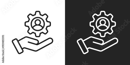 Human Resources Icon In Black And White Line Style