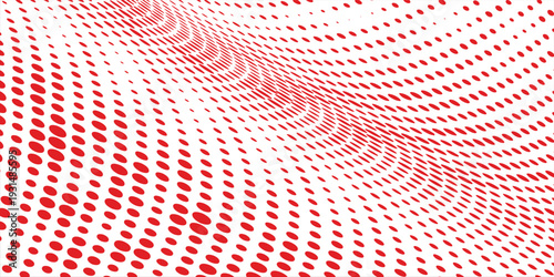 Dot Vibrant dynamic red pattern forming an intricate abstract wave on a pristine white background. modern eps 10
