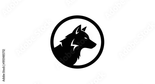 Black Silhouette of a Wolf Head.