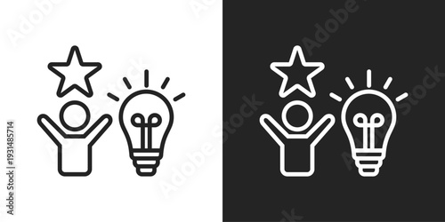 Talent Icon In Black And White Line Style