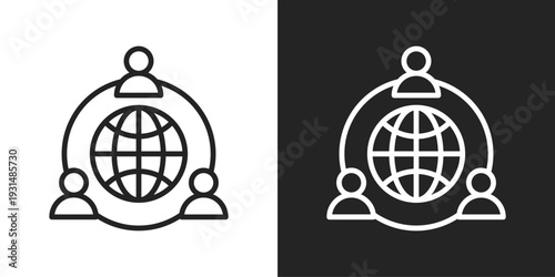 Outsourcing Icon In Black And White Line Style