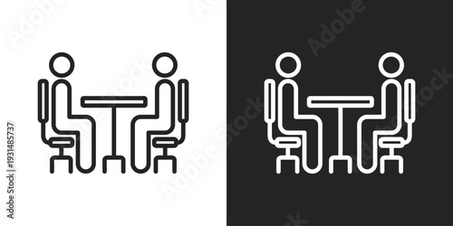 Consulting Icon In Black And White Line Style