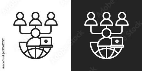 Outsourcing Icon In Black And White Line Style