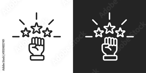 Motivation Icon In Black And White Line Style
