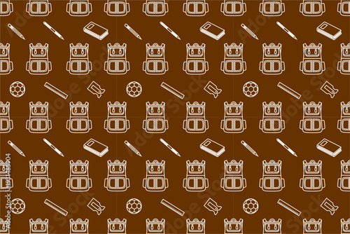 School equipment stationery pattern.  School supplies seamless pattern. School attributes seamless pattern. Student accessories repeat background. Back to school banner design. Education doodle patter